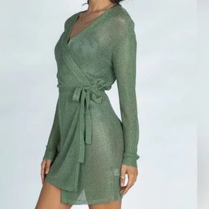 Lioness Green Wrap Mini Dress